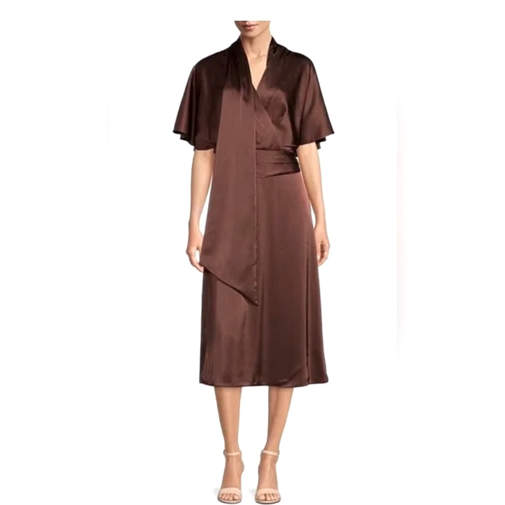 NWT Alex Marie Giselle Satin Surplice V-Neck Midi Dress sz4